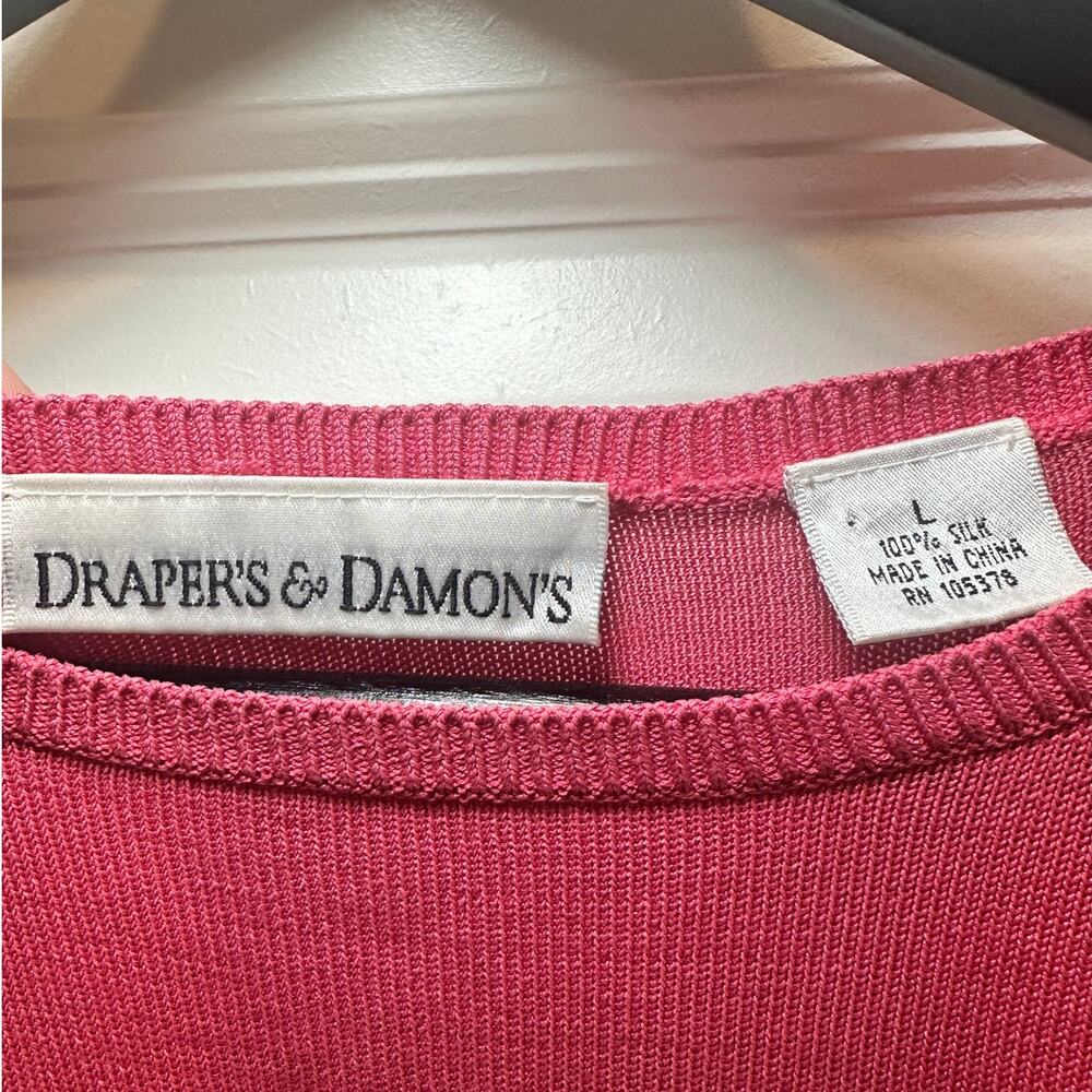 Vintage Drapers & Damons 100% Silk Pink Blouse Scoop Neck Office Top L - Picture 3 of 6